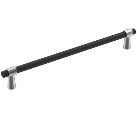 Amerock Cabinet Pull Polished Chrome/Matte Black 8-13/16 inch (224 mm) Center-to-Center Mergence 1 Pack Drawer Pull Cabinet Handle Cabinet Hardware