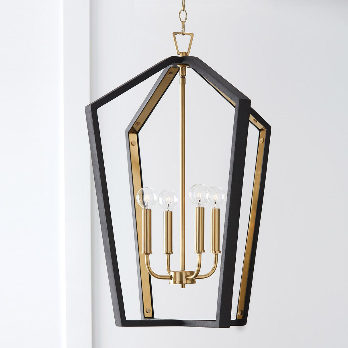 Capital Lighting 344541KM Maren 4 Light Pendant Flat Black and Matte Brass