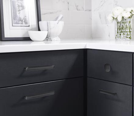 Amerock Cabinet Knob Matte Black 1-9/16 inch (40 mm) Diameter Concentric 1 Pack Drawer Knob Cabinet Hardware
