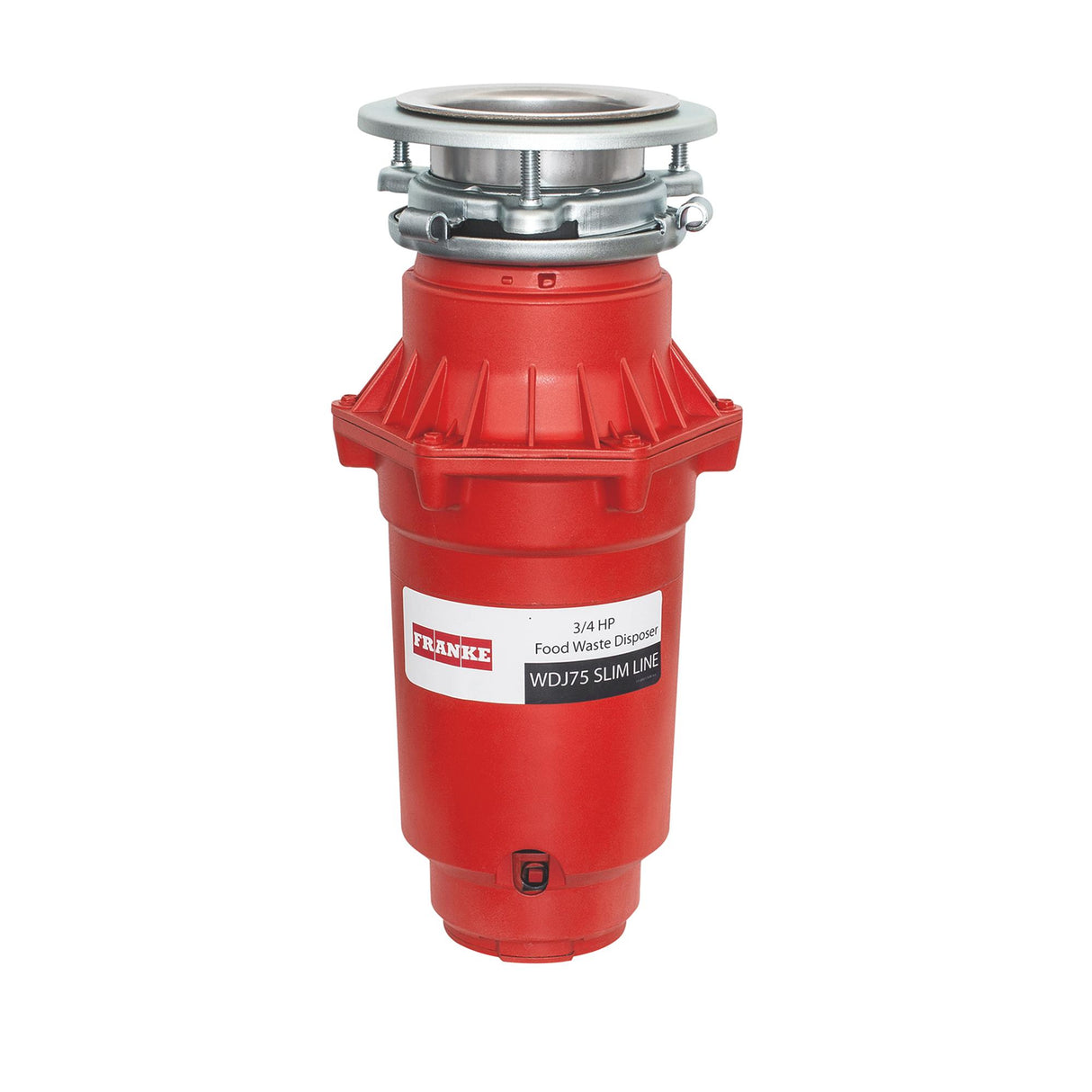 FRANKE WDJ75 3/4 Horse Power Quiet Continuous Feed Waste Disposer Torque Master 2700 RPM Jam-Resistant DC Motor in Red/Chrome