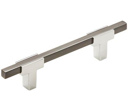 Amerock Cabinet Pull Polished Chrome/Black Chrome 3-3/4 inch (96 mm) Center to Center Urbanite 1 Pack Drawer Pull Drawer Handle Cabinet Hardware