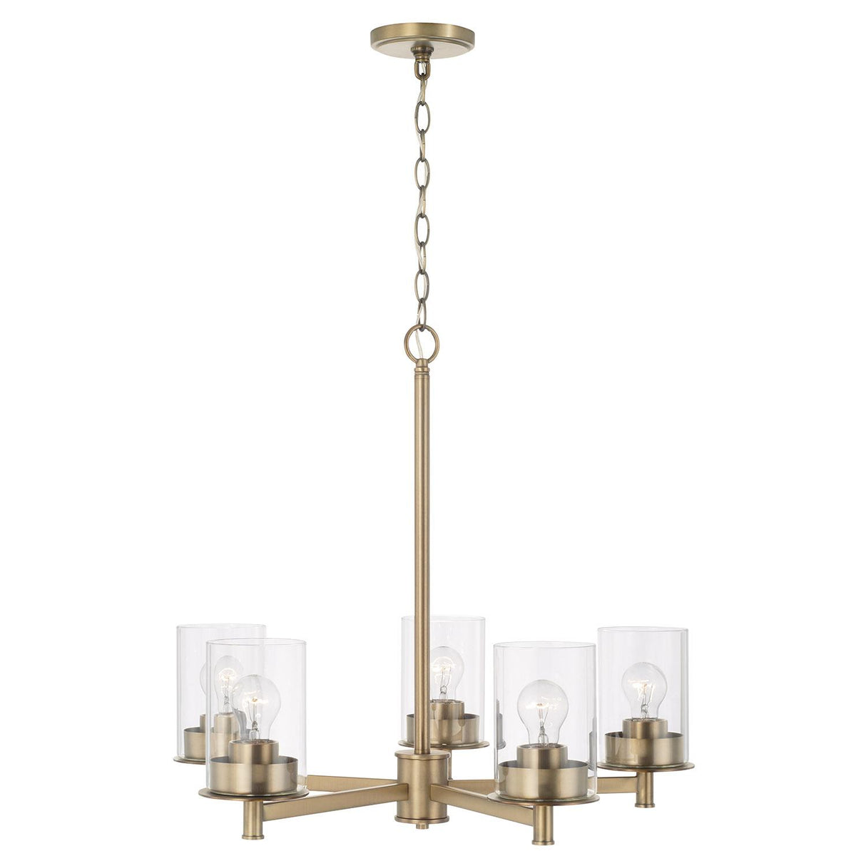 Capital Lighting 446851AD-532 Mason 5 Light Chandelier Aged Brass