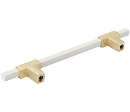 Amerock Cabinet Pull Brushed Gold/White 5-1/16 inch (128 mm) Center to Center Urbanite 1 Pack Drawer Pull Drawer Handle Cabinet Hardware