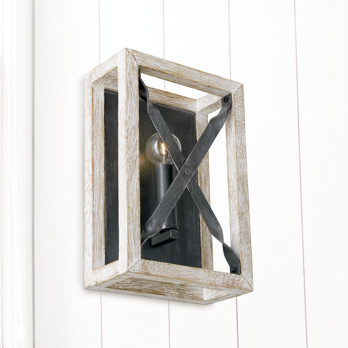 Capital Lighting 640411WN Remi 1 Light Sconce Brushed White Wash and Nordic Iron
