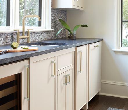 Amerock Cabinet Pull Polished Nickel/Golden Champagne 10-1/16 inch (256 mm) Center-to-Center Esquire 1 Pack Drawer Pull Drawer Handle Cabinet Hardware