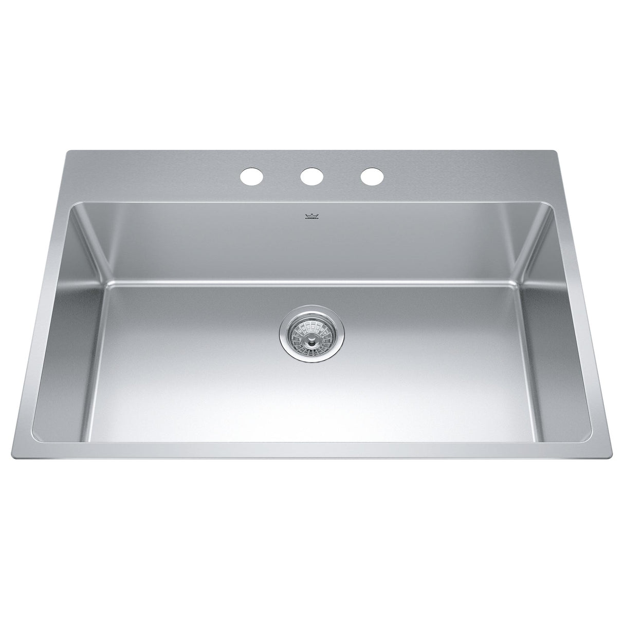 KINDRED BSL2233-9-3N Brookmore 32.9-in LR x 22.1-in FB x 9-in DP Drop in Single Bowl Stainless Steel Sink In Commercial Satin Finish
