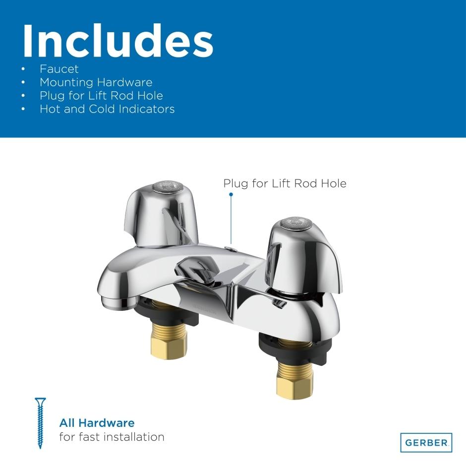 Gerber G004341165 Chrome Classics Two Metal Handle Centerset Lavatory Faucet W...