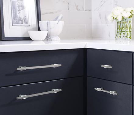 Amerock Cabinet Pull Polished Chrome/Black Chrome 7-9/16 inch (192 mm) Center to Center Urbanite 1 Pack Drawer Pull Drawer Handle Cabinet Hardware