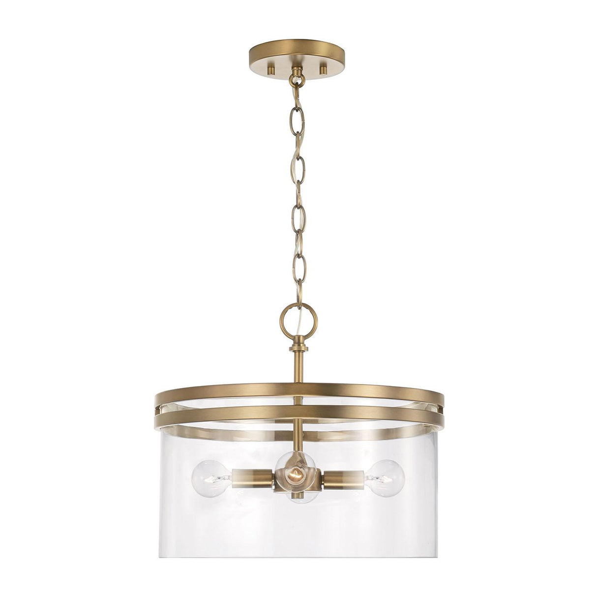 Capital Lighting 248741AD Fuller 4 Light Dual Mount Semi-Flush/Pendant Aged Brass