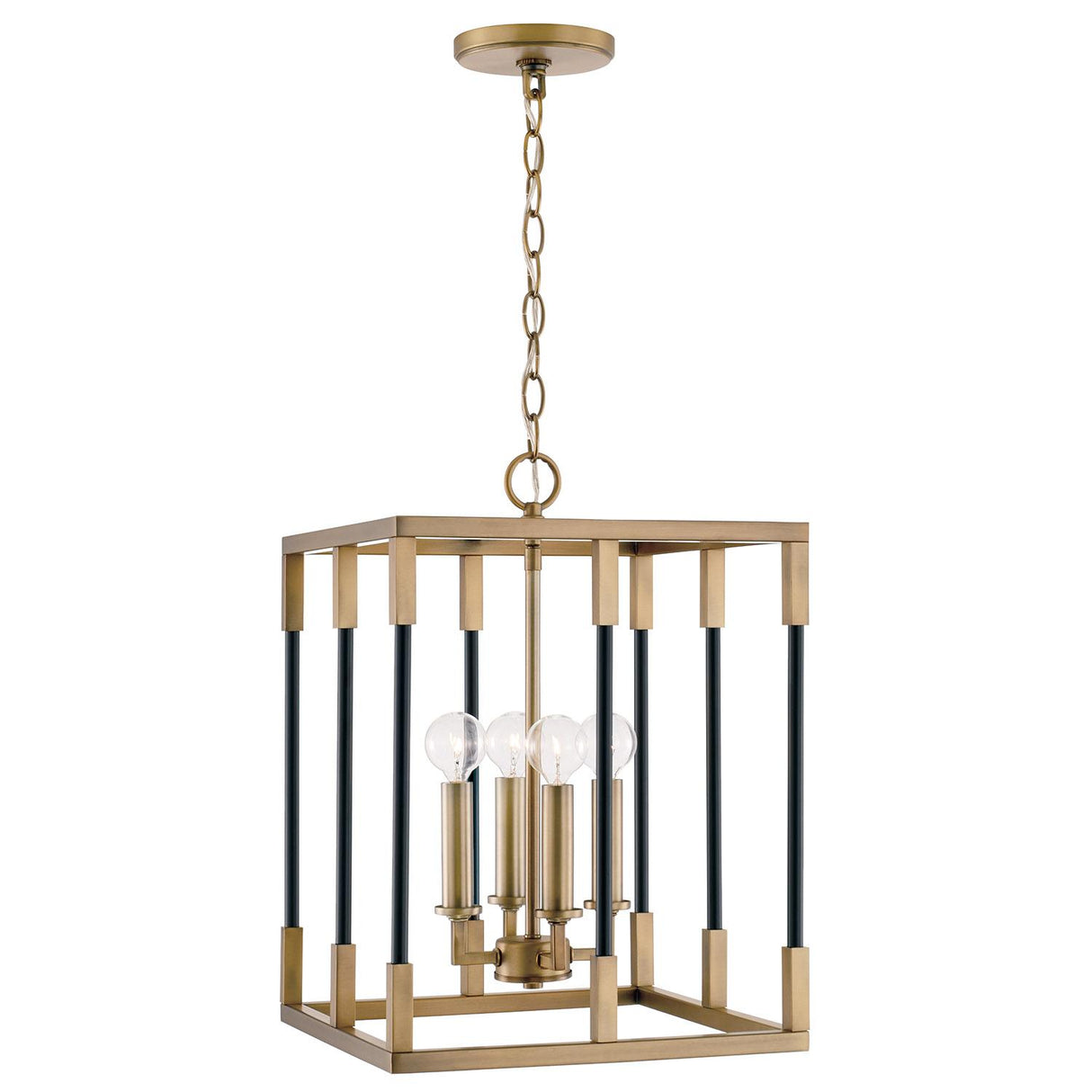 Capital Lighting 544741AB Bleeker 4 Light Foyer Aged Brass and Black
