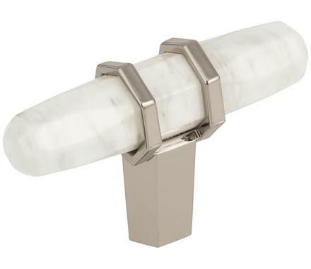 Amerock Cabinet Knob Marble White/Polished Nickel 2-1/2 inch (64 mm) Length Carrione 1 Pack Drawer Knob Cabinet Hardware