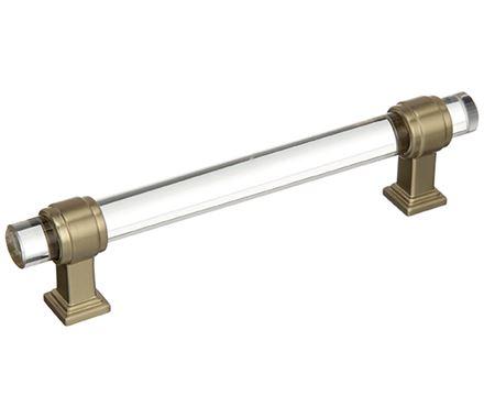 Amerock Cabinet Pull Clear/Golden Champagne 5-1/16 inch (128 mm) Center to Center Glacio 1 Pack Drawer Pull Drawer Handle Cabinet Hardware