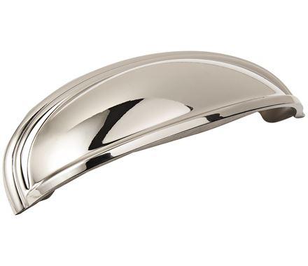 Amerock Cabinet Cup Pull Polished Nickel 3 inch. (76 mm) & 4 inch. (102 mm) Center to Center Ashby 1 Pack Drawer Pull Drawer Handle Cabinet Hardware