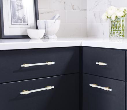 Amerock Cabinet Pull Brushed Gold/White 6-5/16 inch (160 mm) Center to Center Urbanite 1 Pack Drawer Pull Drawer Handle Cabinet Hardware