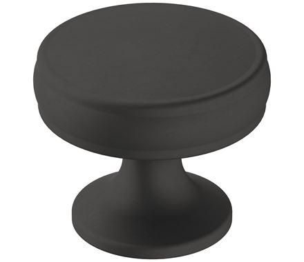 Amerock Cabinet Knob Matte Black 1-1/4 inch (32 mm) Diameter Renown 1 Pack Drawer Knob Cabinet Hardware