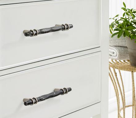 Amerock Cabinet Pull Marble Black/Satin Nickel 5-1/16 inch (128 mm) Center-to-Center Carrione 1 Pack Drawer Pull Drawer Handle Cabinet Hardware