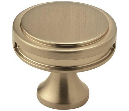 Amerock Cabinet Knob Golden Champagne 1-3/8 inch (35 mm) Diameter Oberon 1 Pack Drawer Knob Cabinet Hardware
