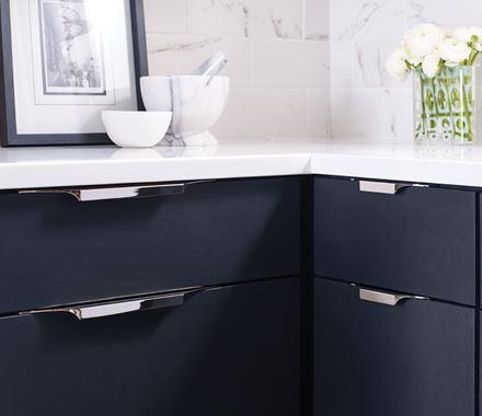 Amerock Cabinet Edge Pull Polished Nickel 8-9/16 inch (217 mm) Center to Center Extent 1 Pack Drawer Pull Drawer Handle Cabinet Hardware