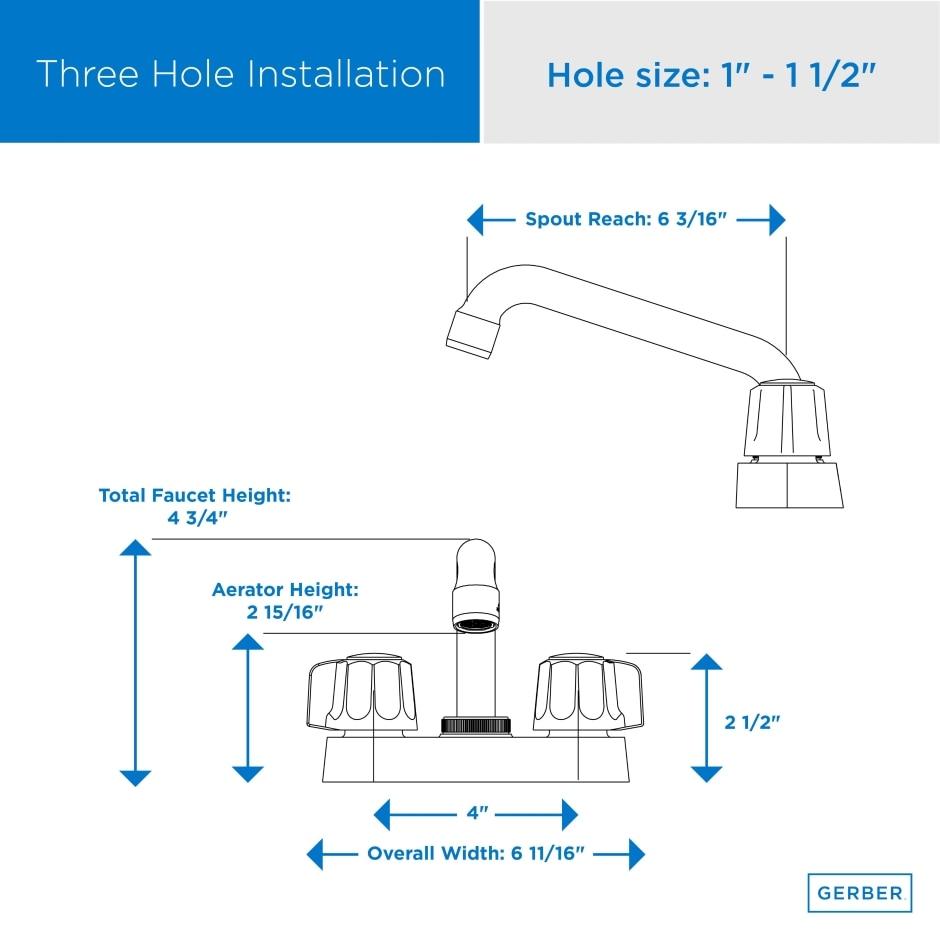 Gerber G0749244 Chrome Classics Two Metal Fluted Handle Laundry Faucet With ...
