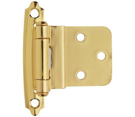 Amerock Cabinet Hinge 3/8 inch (10 mm) Inset Hinge Polished Brass 2 Pack Self-Closing Hinge Face Mount Hinge Cabinet Door Hinge