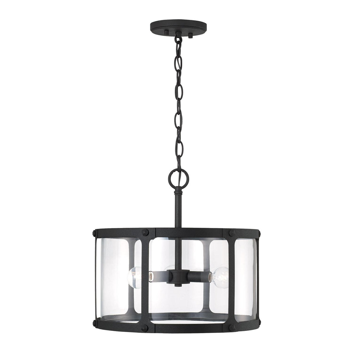 Capital Lighting 244931BI Brennen 3 Light Semi-Flush Black Iron