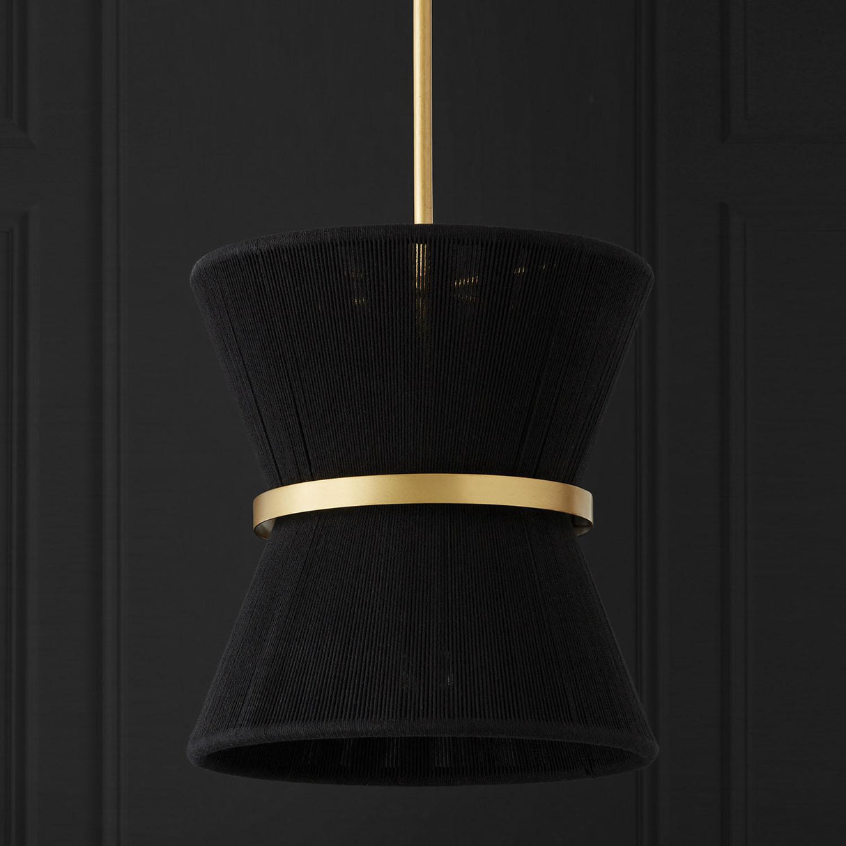 Capital Lighting 341211KP Cecilia 1 Light Pendant Black Rope and Patinaed Brass