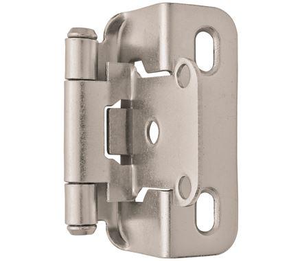 Amerock Cabinet Hinge 1/2 inch (13 mm) Overlay Hinge Satin Nickel 2 Pack Self-Closing Hinge Partial Wrap Hinge Cabinet Door Hinge