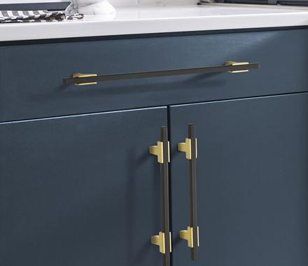 Amerock Cabinet Pull Brushed Gold/Matte Black 5-1/16 inch (128 mm) Center to Center Urbanite 1 Pack Drawer Pull Drawer Handle Cabinet Hardware