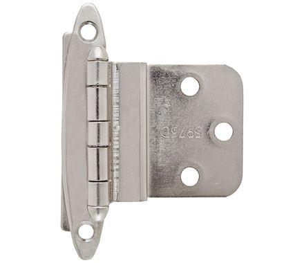 Amerock Cabinet Hinge 3/8 inch (10 mm) Inset Hinge Satin Nickel 2 Pack Non Self-Closing Hinge Face Mount Hinge Cabinet Door Hinge, 2.75 x 2 x 0.69 inches