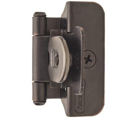 Amerock Double Demountable Cabinet Hinge 1/4 inch (6 mm) Overlay Hinge Oil Rubbed Bronze 2 Pack Self-Closing Hinge Cabinet Door Hinge