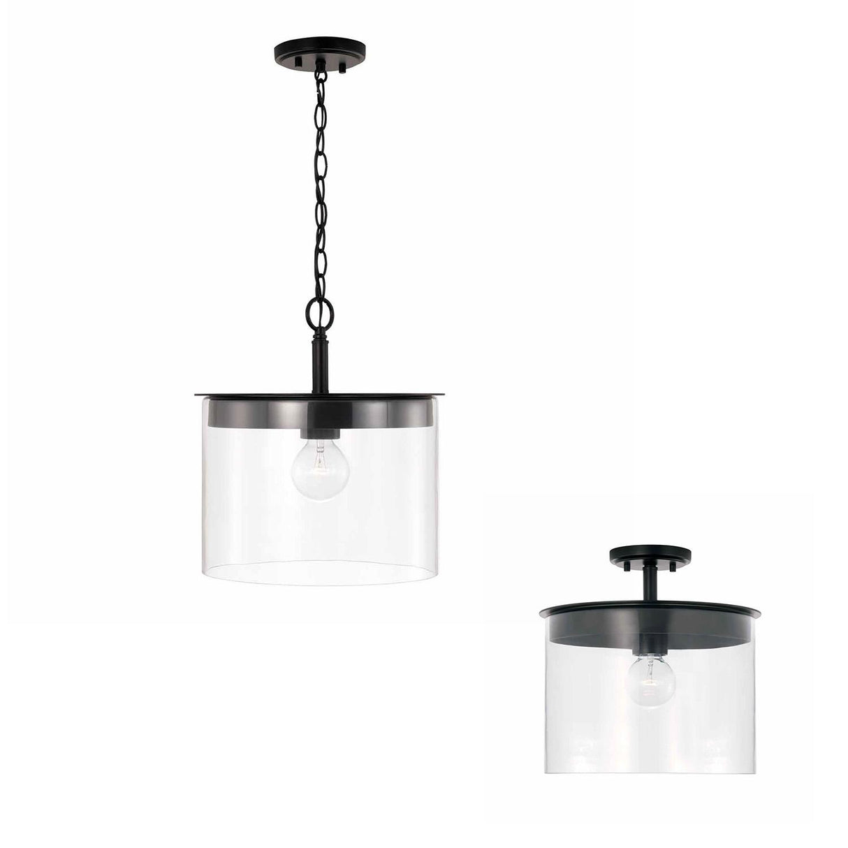 Capital Lighting 246812MB Mason 1 Light Semi-Flush Matte Black