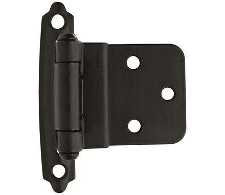 Amerock Cabinet Hinge 3/8 inch (10 mm) Inset Hinge with Variable Overlay Matte Black 2 Pack Self-Closing Hinge Face Mount Hinge Cabinet Door Hinge