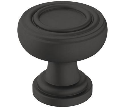 Amerock Cabinet Knob Matte Black 1-1/8 inch (29 mm) Diameter Ville 1 Pack Drawer Knob Cabinet Hardware