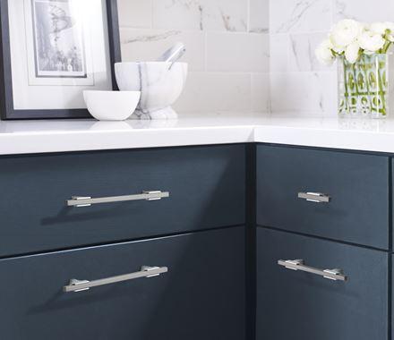 Amerock Cabinet Pull Polished Chrome/Black Chrome 3-3/4 inch (96 mm) Center to Center Urbanite 1 Pack Drawer Pull Drawer Handle Cabinet Hardware