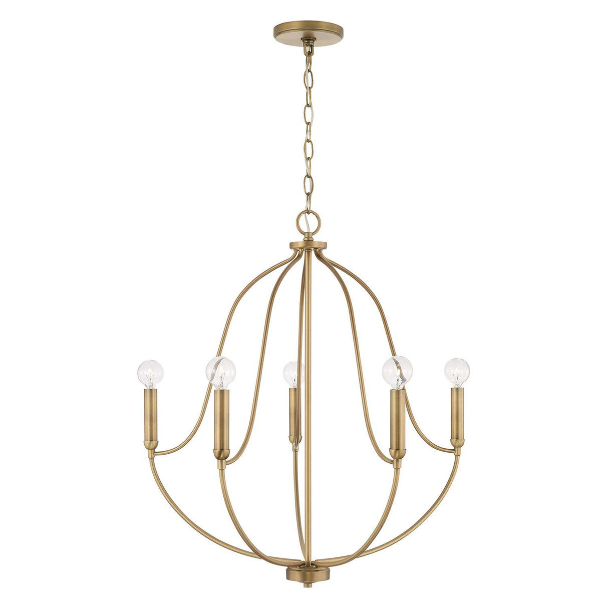Capital Lighting 447051AD Madison 5 Light Chandelier Aged Brass