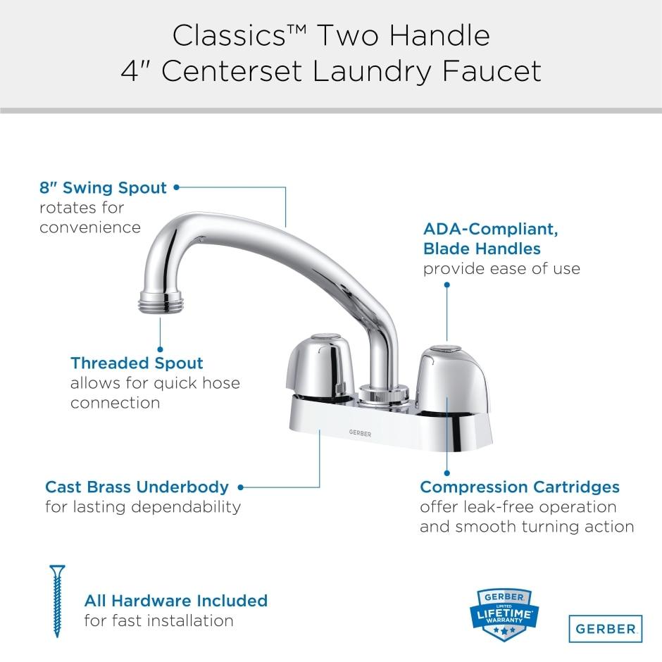 Gerber G0049234 Rough Brass Classics Laundry Faucet With 8" Spout Hose CONNE...