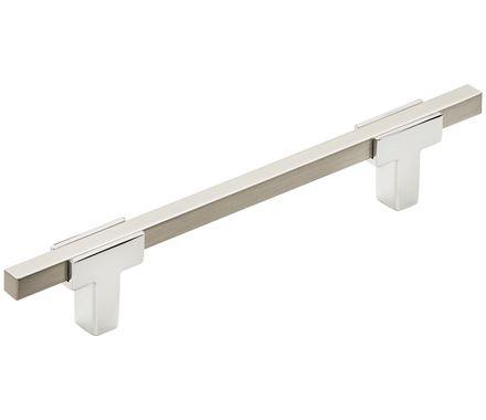 Amerock Cabinet Pull Polished Chrome/Satin Nickel 5-1/16 inch (128 mm) Center to Center Urbanite 1 Pack Drawer Pull Drawer Handle Cabinet Hardware
