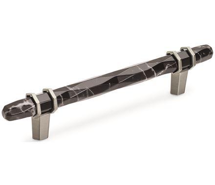 Amerock Cabinet Pull Marble Black/Satin Nickel 5-1/16 inch (128 mm) Center-to-Center Carrione 1 Pack Drawer Pull Drawer Handle Cabinet Hardware