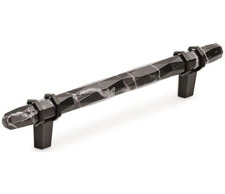 Amerock BP36649MBKBBR Carrione Cabinet Pull, 5-1/16 in (128 mm) Center-to-Center, Marble Black/Black Bronze