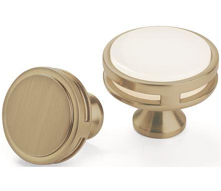 Amerock Cabinet Knob Golden Champagne 1-3/8 inch (35 mm) Diameter Oberon 1 Pack Drawer Knob Cabinet Hardware