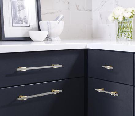 Amerock Cabinet Pull Brushed Gold/Black Chrome 7-9/16 inch (192 mm) Center to Center Urbanite 1 Pack Drawer Pull Drawer Handle Cabinet Hardware