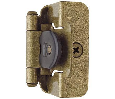 Amerock Double Demountable Cabinet Hinge 1/2 inch (13 mm) Overlay Hinge Burnished Brass 2 Pack Self-Closing Hinge Cabinet Door Hinge