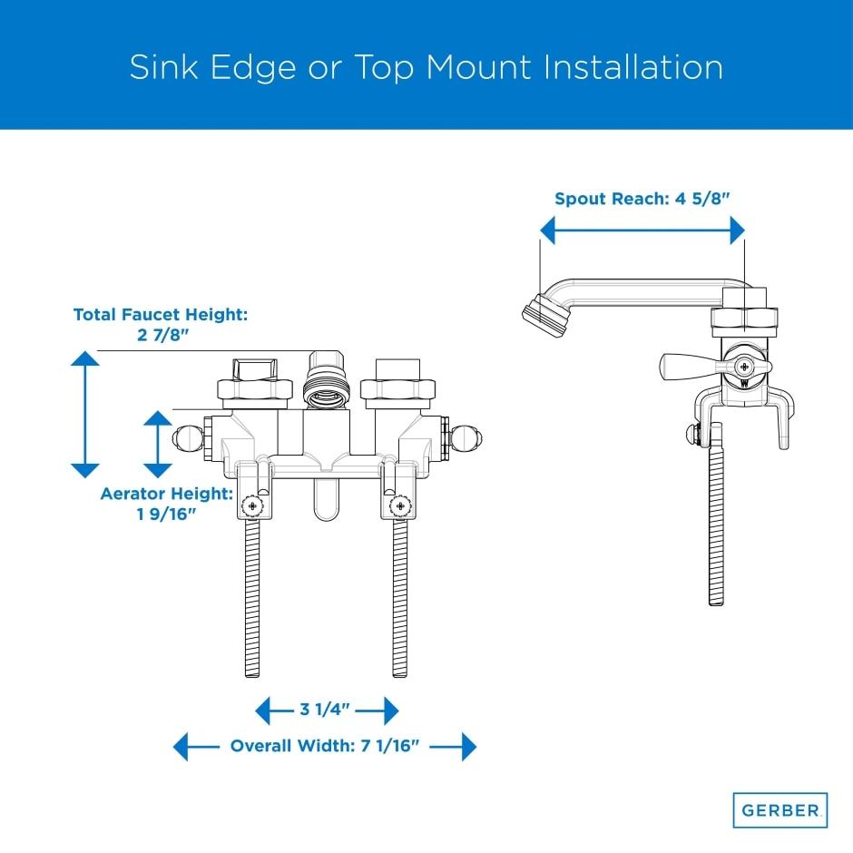 Gerber G0049540 Rough Brass Classics Two Handle Laundry Faucet W/ Threaded L...
