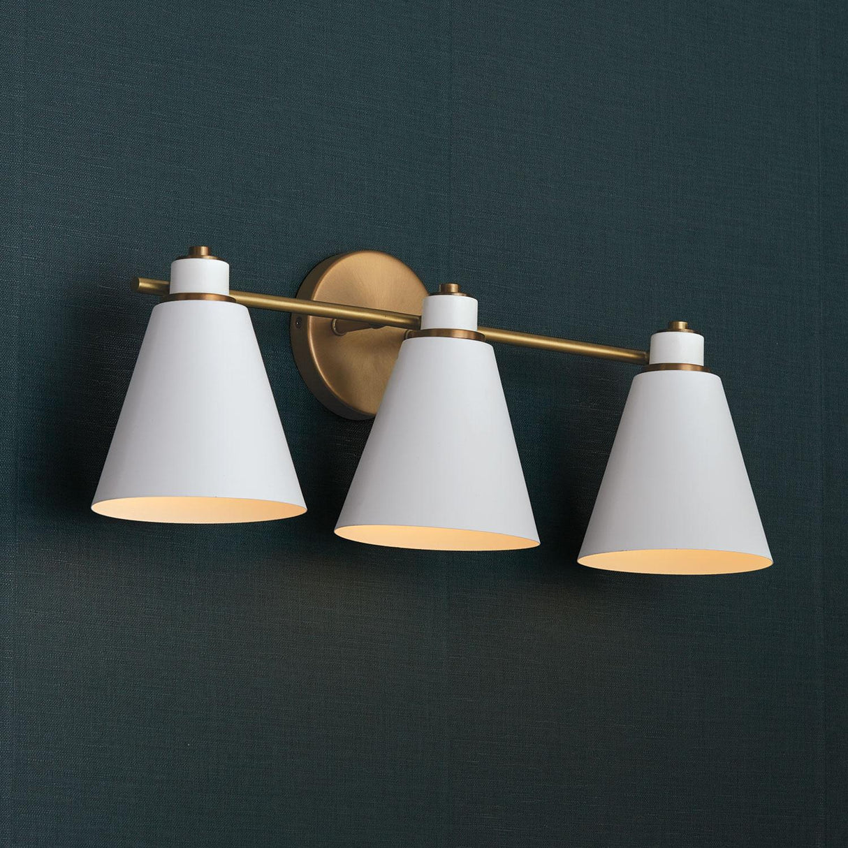 Capital Lighting 150131AW Bradley 3 Light Vanity Aged Brass and White