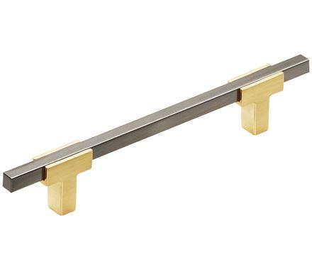 Amerock Cabinet Pull Brushed Gold/Black Chrome 5-1/16 inch (128 mm) Center to Center Urbanite 1 Pack Drawer Pull Drawer Handle Cabinet Hardware