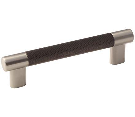 Amerock Cabinet Pull Satin Nickel/Oil-Rubbed Bronze 5-1/16 inch (128 mm) Center to Center Esquire 1 Pack Drawer Pull Drawer Handle Cabinet Hardware