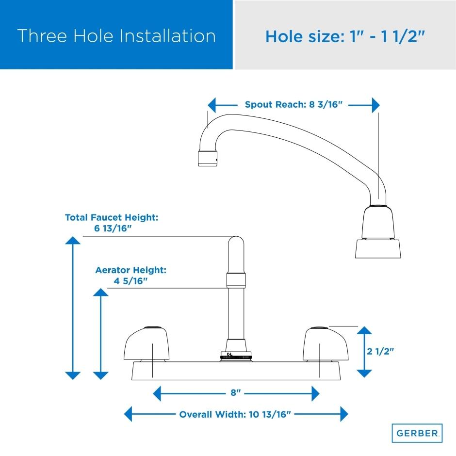 Gerber G0042426 Chrome Classics Two Handle Kitchen Faucet Deck Plate MOUNTED...
