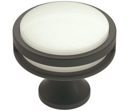 Amerock Cabinet Knob Matte Black/Frosted 1-3/8 inch (35 mm) Diameter Oberon 1 Pack Drawer Knob Cabinet Hardware