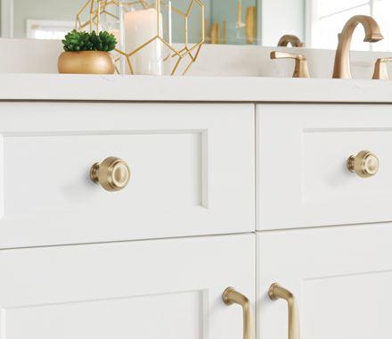 Amerock Cabinet Knob Golden Champagne 1-3/16 inch (30 mm) Diameter Kane 1 Pack Drawer Knob Cabinet Hardware