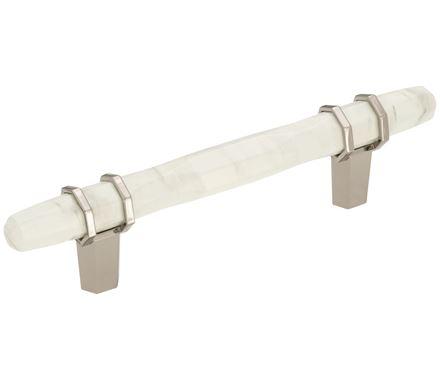 Amerock Cabinet Pull Marble White/Polished Nickel 3-3/4 inch (96 mm) Center to Center Carrione 1 Pack Drawer Pull Drawer Handle Cabinet Hardware